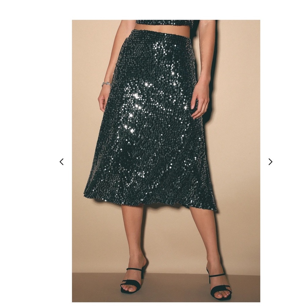 Black Sequin Midi Skirt